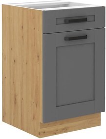 Dolná kuchynská skrinka Lucid 50 D 1F 1S BB (korpus: dub artisan + front: mdf dustgrey). Akcia -6%. Vlastná spoľahlivá doprava až k Vám domov. 1134747