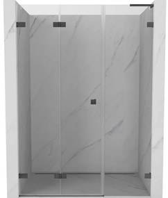 Mexen Lunar-F, L skladacie ľavé sprchové dvere 120 cm, 8mm číre sklo, brúsený grafit profil, 836SL-120-050-66-00-L