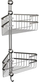 Rohová kúpeľňová polička - dvojitý kôš