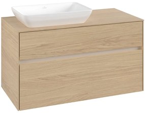 VILLEROY &amp; BOCH Collaro závesná skrinka pod umývadlo na dosku (umývadlo vľavo), 2 zásuvky, s LED osvetlením, 1000 x 500 x 548 mm, Nordic Oak, C110B0VJ