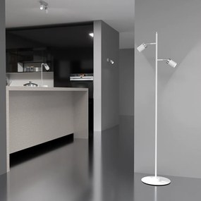Stojacia lampa Joker, 2x chrómové/biele kovové tienidlo, w