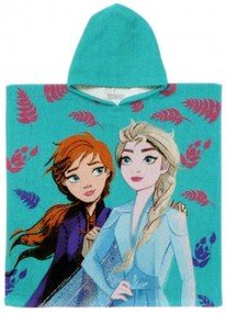 Himatsingka EU - Dievčenské bavlnené pončo osuška s kapucňou Ľadové kráľovstvo - Frozen - Elsa a Anna