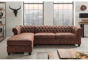 Rohová sedacia súprava 40611 Chesterfield - Antik Hnedá  - Komfort-nábytok