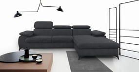 Rohová sedacia súprava Scala, antracitová šedá látka, pravý roh