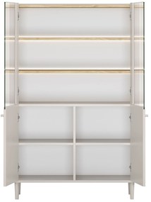 Vitrína Elivo 100 cm na nožičkách - kašmír / olejovaný dub