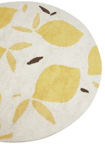 Okrúhly bavlnený koberec ø 140 cm svetlobéžová/žltá MAWAND Beliani