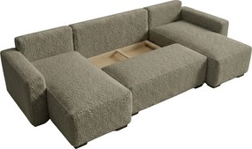Rozkladacia sedacia súprava do U SMART BOUCLE 303x143 cm, sivohnedá
