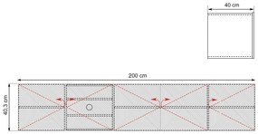 Závesná RTV skrinka Asha 200 cm s ryhovaným frontom - dub artisan / rivier stone mat