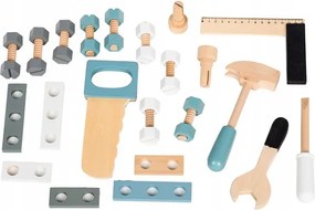 Detský drevený pracovný stôl s náradím – 32 dielov ECOTOYS