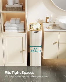 Úzky kôš na prádlo s viečkom, 65 L, krémovo biely