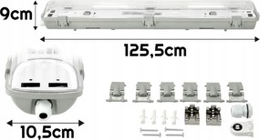 Sada LED svietidiel 120 cm, 36 W, 3600 lm, 6000 K, do garáže, s plechom