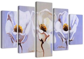 Obraz na plátně pětidílný Květiny Bílá příroda - 100x70 cm