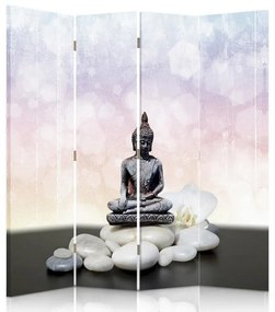 Ozdobný paraván Kameny zenového Buddhy - 145x170 cm, štvordielny, klasický paraván