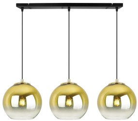 Závesné svietidlo Bergen Gold, 3x zlaté/transparentné sklenené tienidlo (fi 15cm)