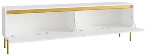 TV stolík/skrinka Gllane 4D, Farby: biela / biela + zlatá