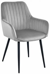 Set dvoch jedálenských stoličiek SOLDEN  zamatové strieborné / sivé (čierne nohy) (2ks)