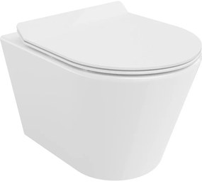 Mexen Rico, závesná WC misa 490x360x370 mm, Rimless Tornádo + WC sedadlo z duroplastu, biela lesklá, 30720100T