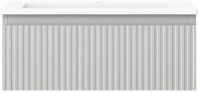 Mexen Rivel, kúpeľňová skrinka 60 cm s umývadlom Otis, 1 zásuvka, drážkovaná, sivá matná/biela, 91A20-06023-1-BF62-W18M01