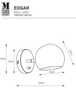 Markslöjd 108754 - Nástenná lampa EDGAR 1xE14/40W/230V zlatá