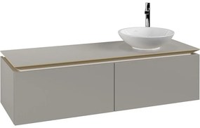 VILLEROY &amp; BOCH Legato závesná skrinka pod umývadlo na dosku (umývadlo vpravo), 2 zásuvky, 1400 x 500 x 380 mm, Soft Grey, B58900VK
