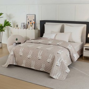 Prehoz na posteľ so vzorom WHITE RABBIT, béžový Rozmer: 170 x 210 cm