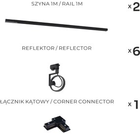 Zuma Line 3579 - Bodové svietidlo v lištovom systéme MASTER 6xGU10/15W/230V čierne
