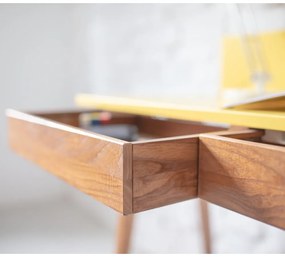 Sivý písací stôl s podnožím z jaseňového dreva Ragaba Luka Oak, dĺžka 85 cm