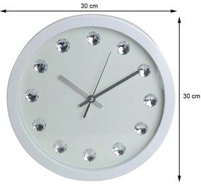 Nástenné hodiny Krystal 30 cm biele