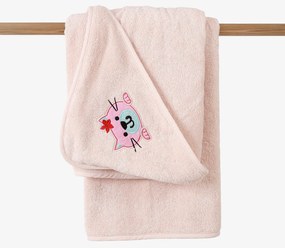 Goldea detská froté osuška s kapucňou - mačička na svetlo ružovej 100 x 100 cm