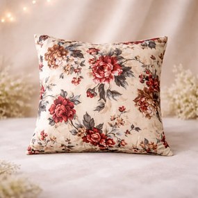 Luxusná bavlnená obliečka na vankúš 40x40 cm – slovenská výroba, zips, kvetinový vzor