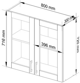 Horná kuchynská skrinka LIMA W80 H720 biela / dub sonoma