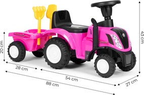 MULTISTORE Jazdítko traktor New Holland s príveskom, interaktívny volant so zvukmi, ružové 12m+