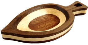 AMADEA Drevená miska mozaika v tvare listu, masívne drevo, 3 druhy drevín, rozmer 22x10, 50x2, 50 cm