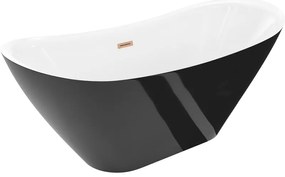 Mexen Lotos, voľne stojaca vaňa 180 x 75 cm, biela/čierna, medený matný prepad, 52051807775-65