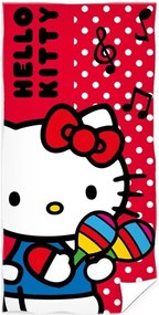Bavlnená plážová osuška Hello Kitty - motív Malá hudobníčka - 100% bavlna - 70 x 140 cm