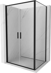 Mexen Exo, výklopná sprchová kabína, dvere 110 cm + bočná stena 80 cm, transparentné sklo, čierna, 814-110-080-70-00