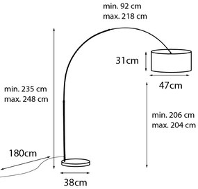 Moderná oblúková stojaca lampa čierna s dvojitým tienidlom čierna so zlatou - XXL