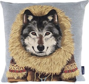 Gobelínový vankúš Sivý vlk - 45*15*45 cm