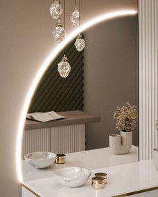 TOALETNÝ STOLÍK NESSIE BIELY LESK ĽAVÝ + ZLATÉ NOHY + ZRKADLO POLMESIAC