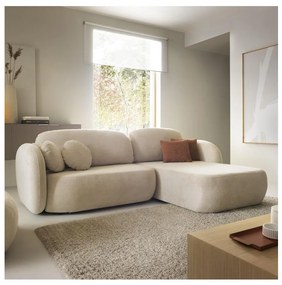 Rohová rozkladacia sedacia súprava s úložným priestorom do tvaru L OLBIA pravá béžová