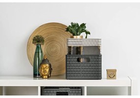 Tmavosivý úložný košík z recyklovaného plastu Country - Rotho