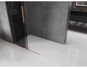 Mexen Velar L, posuvná sprchová zástena Walk-in 100 x 200 cm, 8mm šedé sklo, medená matná, 871-100-003-43-65