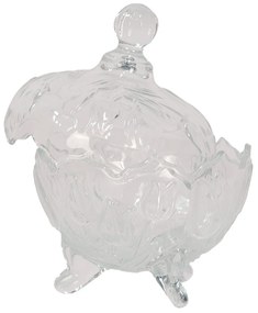 Transparentná sklenená miska dóza na cukrovinky s vekom - Ø 15*20 cm