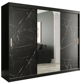Šatníková skriňa 250 cm Marbelo T1 (matná čierna + čierny mramor). Akcia -20%. Vlastná spoľahlivá doprava až k Vám domov. 1064577