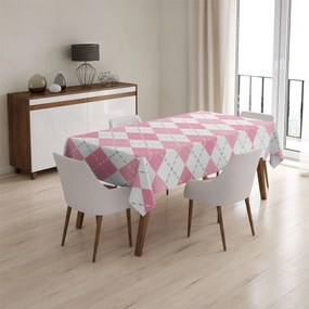 Sablio Obrus Ružové a biele kosoštvorčeky - 130x130 cm