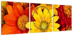Obraz kvetov (s hodinami) (90x30 cm)