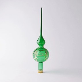 Bella Rose Sklenená vianočná špica na stromček Zelená Lesk