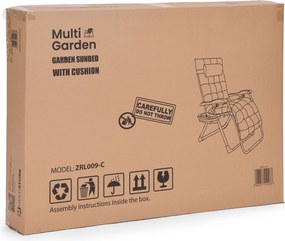 MultiGarden Záhradné ležadlo s nastaviteľným operadlom - čierno-zlatým rám MultiGarden