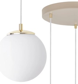 Závesné svietidlo Florence, 3x biele sklenené tienidlo, g/be, o