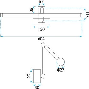 Toolight Toolight, LED nástenné svietidlo 60cm, 13W, 4000K, 1000lm, APP1900-1W, zlatá matná, OSW-66055